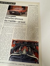 Original 1988 Maserati 430 BiTurbo Single Page Magazine Feature Road Test Retro