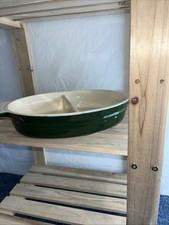 Le Creuset Stoneware Oval Split Baking Gratin Dish made in France Green