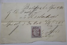 1863 Handwritten Receipt with Inland Revenue 1d Stamp from Baldock, UK