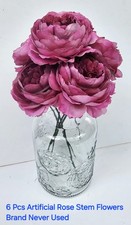 6Pcs Artifucal Large Rose Stem Flowers Party Wedding Patrys Table Decor Plum