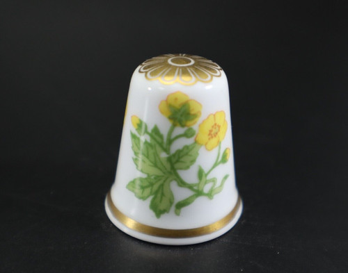 Spode thimble yellow - thimble, flowers