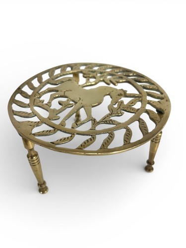 Brass horse trivet pot - trivet, stand