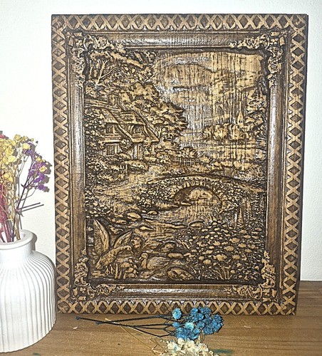 Hand carved solid oak wall - carved,
