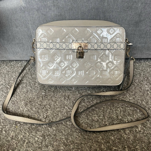 Grey patent faux leather - patent,