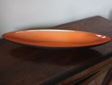 Vtg Dish Bowl MCM 70s Orange Black Plastic Rare Boat Canoe Shaped 41x11x5cm Good