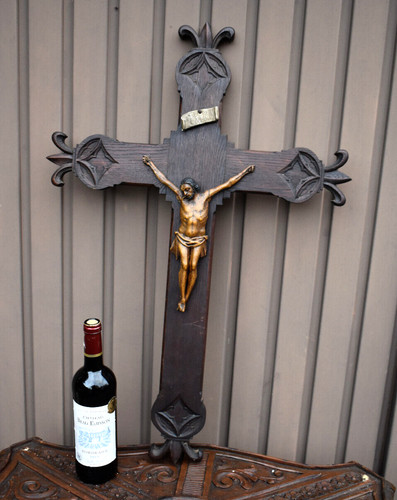Antique large wood - 31", carved