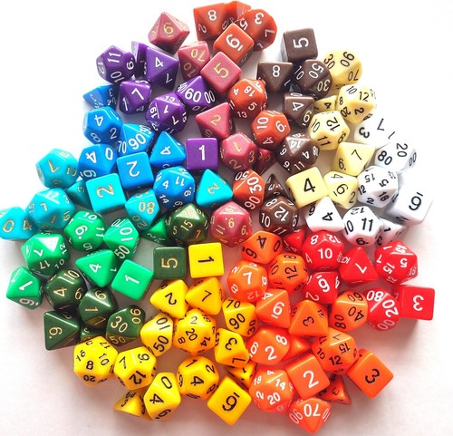 Solid colour dice set - solid, 7pcs