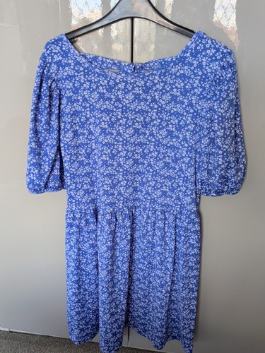 Ladies blue floral dress - floral, size