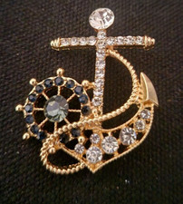 anchor brooch gold tone