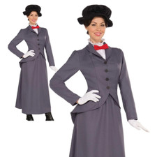 Adults Ladies Mary Victorian Nanny Fancy Dress Costume World Book Day Outfit