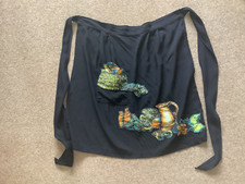 Traditional waist apron  black with Mediterranean design pattern Half apron