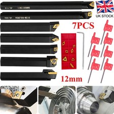 7Pcs 12mm Shank Lathe Turning Tool Holder Boring Bar + 7x Carbide Insert Blade