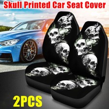 2x Front Car Seat Covers Skull