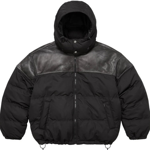 Supreme leather yoke puffer - supreme,
