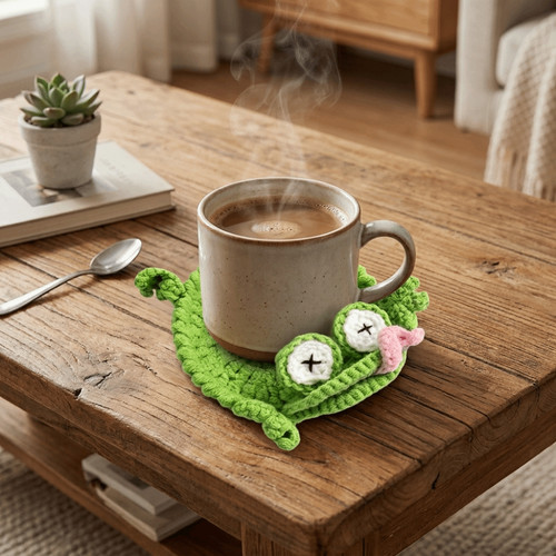 Funny crochet animal coaster - funny,