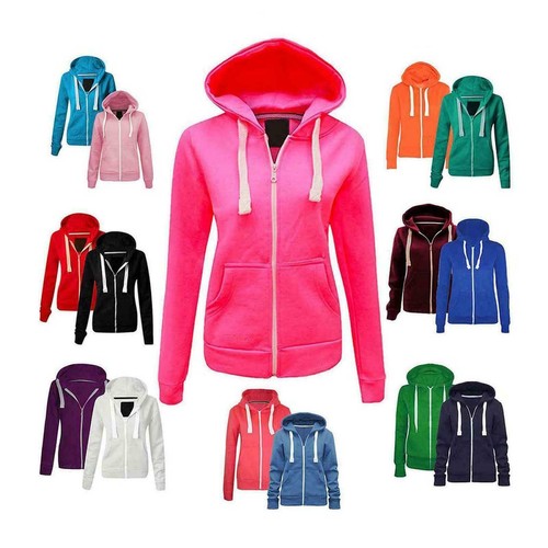 Ladies plain zip - up, hoodie