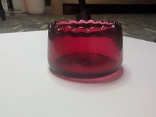 Antique Victorian Cranberry Glass Hand Blown Salt bowl