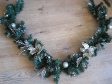1.8m  Indoor Christmas Green silver  Frosted PVC Swag Garland 