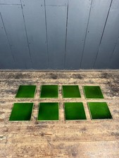 Set of 8 Green Antique Victorian Fireplace Tiles