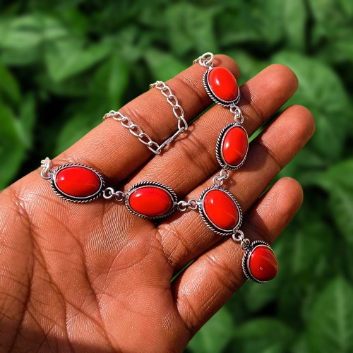 Wow red coral gemstone chain - wow,