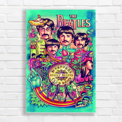 Psychedelic beatles pop canvas - psychedelic,
