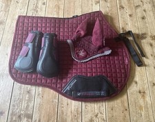 Lemieux Small Saddle Pad, Bonnet And Brushing Boot Set - Burgundy