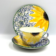Poole Pottery Vincent Sunflower Cup, Saucer & Side Plate Set Tea /Coffee