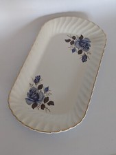 Oval Rectangular Serving Plate Royal Wessex White Ironstone Blue Roses 