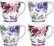 Set of 4 Floral Mugs Coffee
