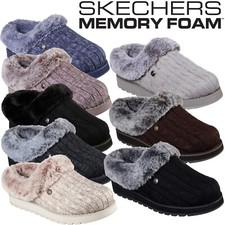 Skechers Womens Slippers Memory Foam Ladies Mule Faux Fur Ice Angel 31204