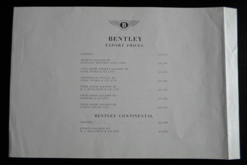 Bentley orig 1953 mkt price - bentley,