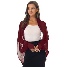 Women Cardigan Chiffon Tops Open Front Bolero Shrug Long Sleeve Beach Cover Ups