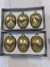 Gisela Graham of London Gold Egg Christmas Bauble with Pearls￼