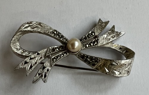 Vintage marcasite faux pearl - vintage,