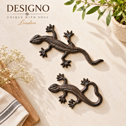 Set cast iron gecko - 2, wall