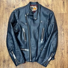 Motorcycle Leather Jacket Wolf Leathers Size 44 Blue (BFD)