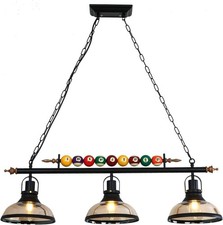 Retro Industrial Pendant Light AUCTION Black American Wrought Iron Snooker Bar  