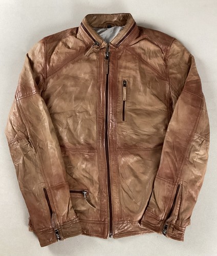 Vintage leather biker jacket - leather,