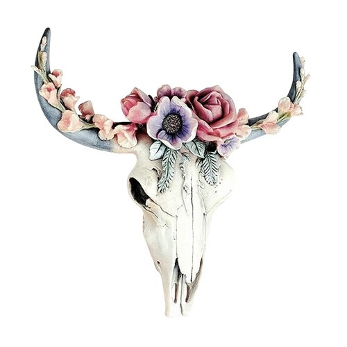 Resin cow skull head wall - head,