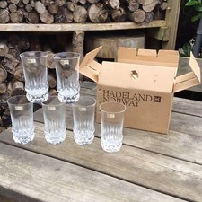 Vintage Hadeland Norway Full Lead Crystal 28cl Diamant Whisky Tumbler Glasses x6