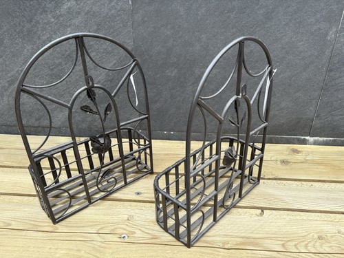 Pair metal garden wall - garden,