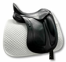 English Black Leather Dressage Double flap Changeable Gullet System Horse Saddle