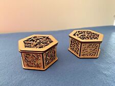Wooden MDF Hexagonal  Crafted  Box Craft Blanks with Lid  Mothers Day, Trinket 