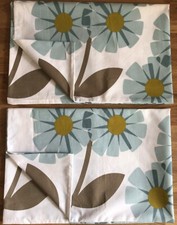 2 Pillowcases Handcrafted W/ New Orla Kiely Rhododendron Soft Cerulian Fabric