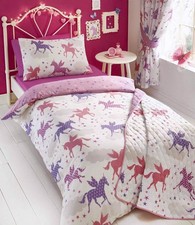 DOUBLE duvet set girls unicorn pink quilt cover pillow cases bedding CLEARANCE