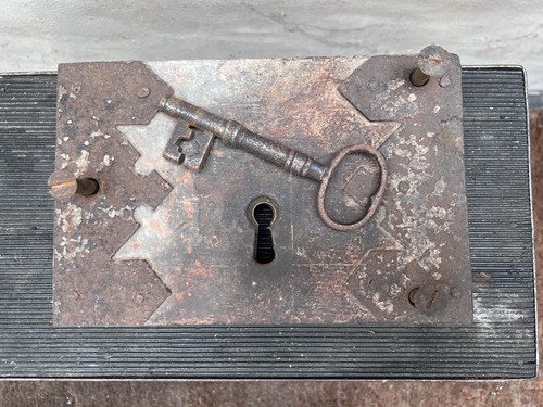 Antique iron door lock with - door,