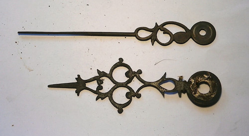 Pair steel longcase clock - pair, of