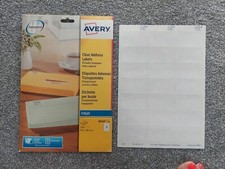 42x Avery CLEAR TRANSPARENT Self-Adhesive Labels A4 J8560 (21 Labels x2 Sheets)