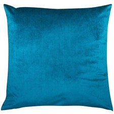 Bella Plain Teal Blue Supersoft Velvet Extra-Large Cushion. 23x23" Cover