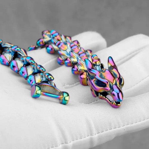 Iridescent metal dragon head - metal,